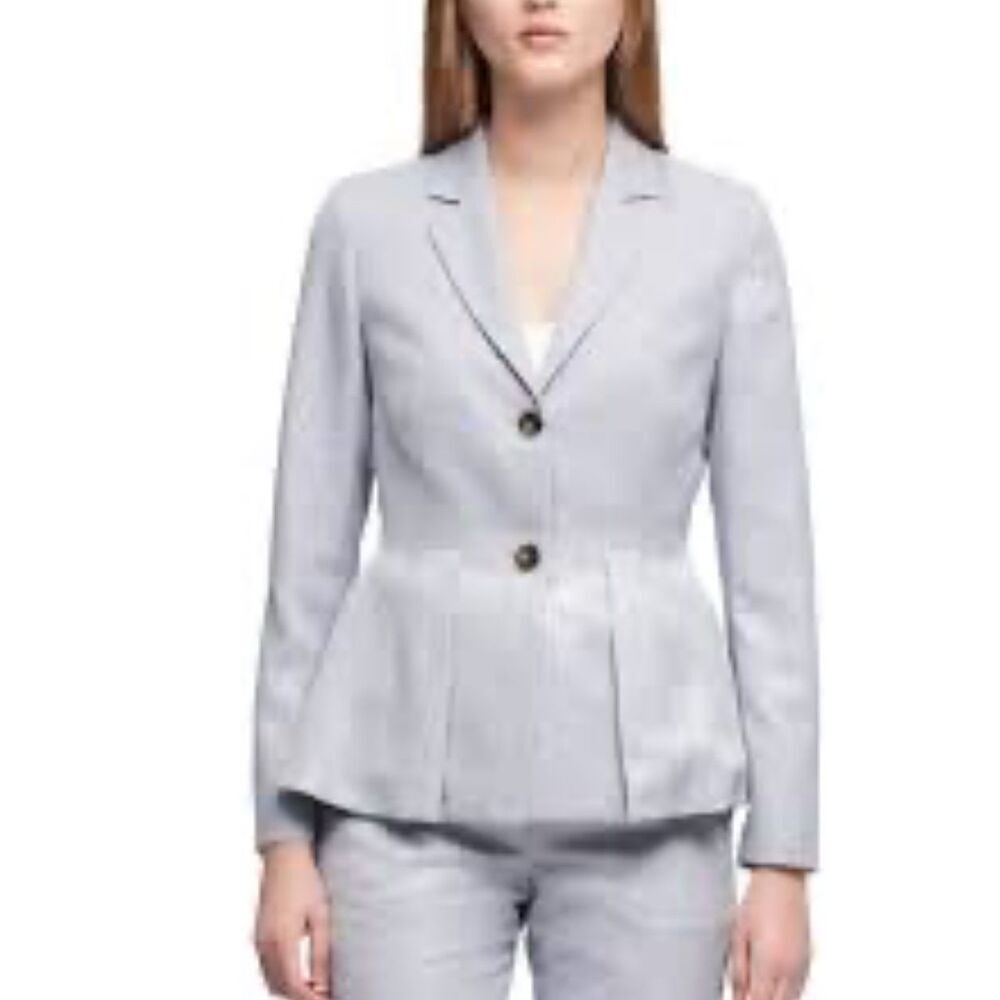 DKNY Seascape Peplum Blazer Light Blue Size 14 Nwot